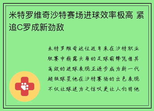 米特罗维奇沙特赛场进球效率极高 紧追C罗成新劲敌
